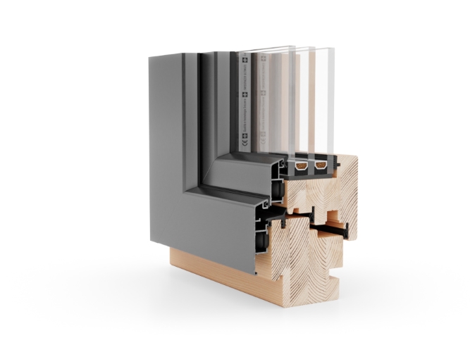 houten raam naturo alu